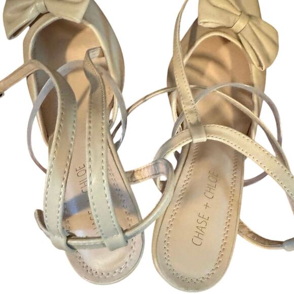 CHASE+CHLOE Halston Sandal Pumps Shoes Beige Color Bow 4.5 in, Size US 8.5M - Picture 11 of 11